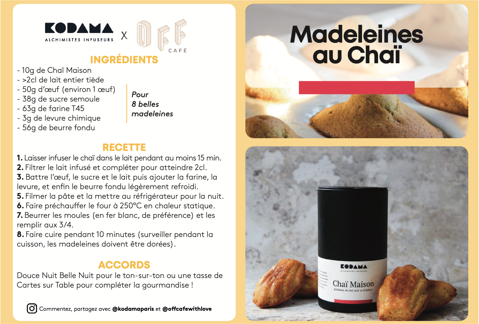 Pâtisserie au thé : recette des Madeleines au Chaï Maison