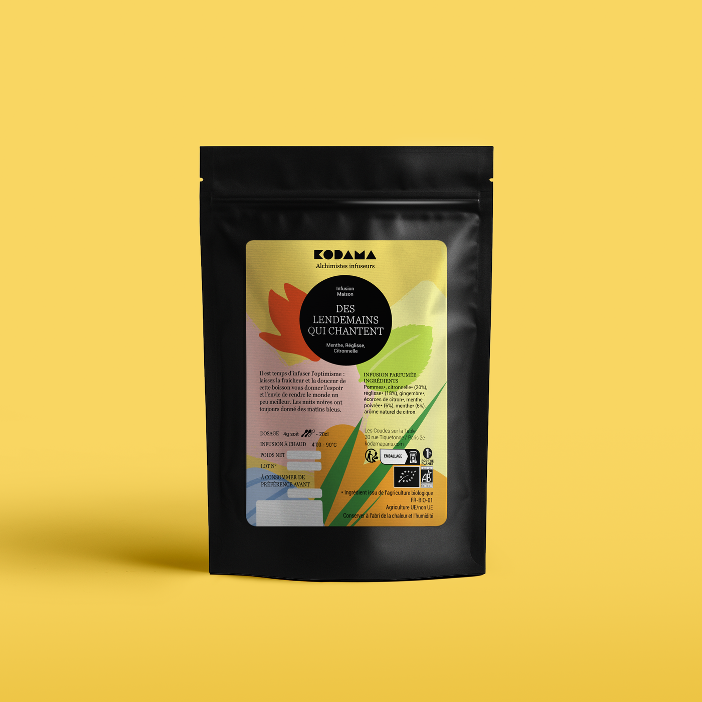 Des Lendemains qui Chantent Bio- Menthe, Réglisse, Citronnelle