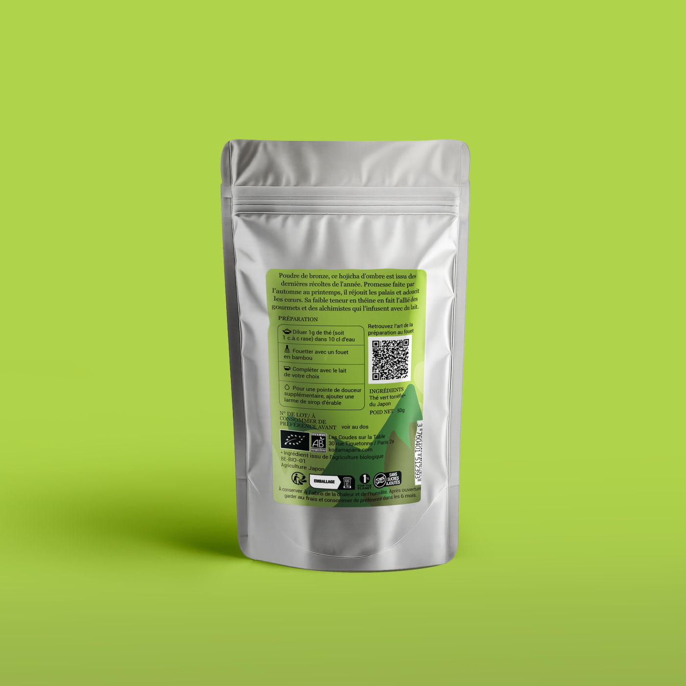 Hojicha Bio pour Latte - Poudre de thé vert torréfié japonais