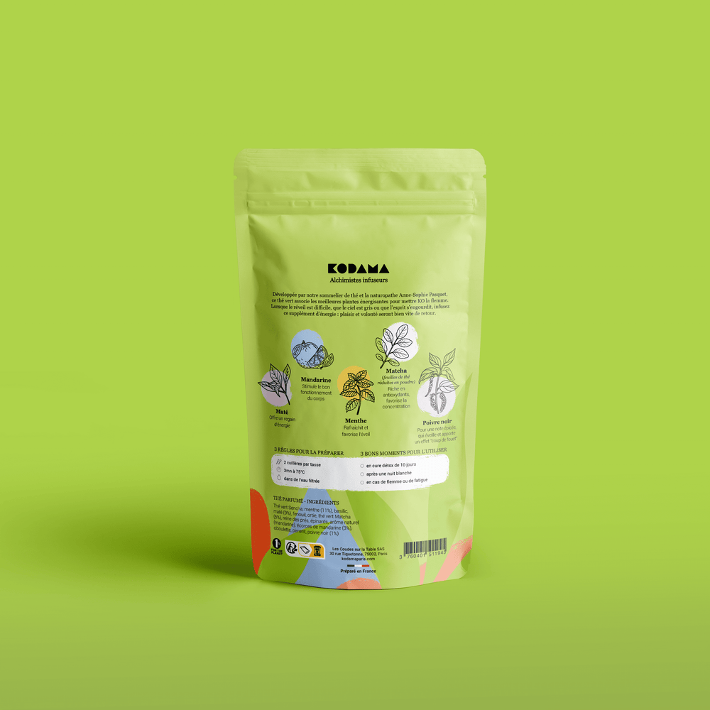 Remède à la Paresse – Thé vert – Recette stimulante au Matcha – Kodama Paris - Pochette