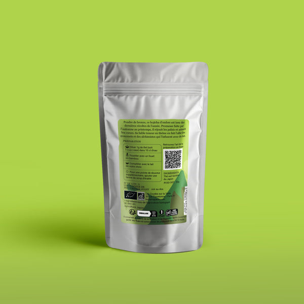 Hojicha Bio pour Latte – Poudre de thé vert torréfié japonais – Kodama Paris - Pochette verso