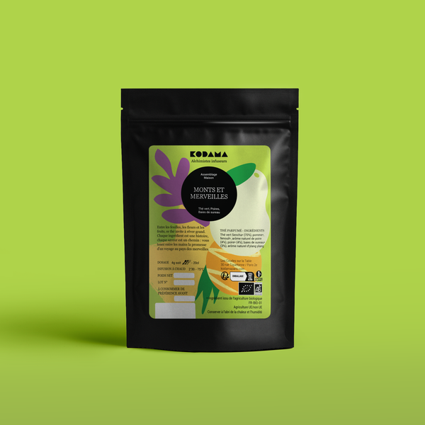 Monts et Merveilles Bio – Thé vert, Poires, Baies de sureau – Kodama Paris - Pochette