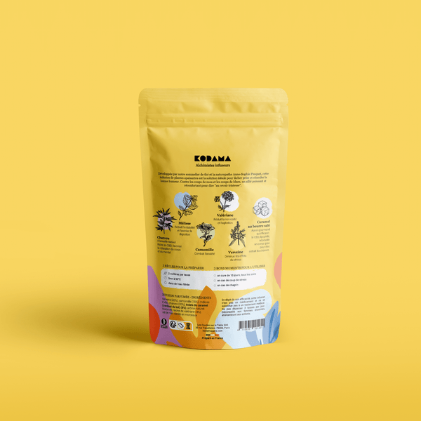 Remède à la Mélancolie – Infusion aux plantes apaisantes et au chanvre – Kodama Paris - Pochette verso